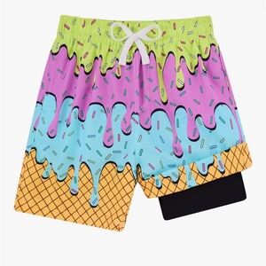 NWOT Colorful Ice Cream Drip Swim Trunks